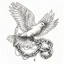 dove breaking free from chains tattoo design idea