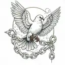 dove breaking free from chains tattoo design idea
