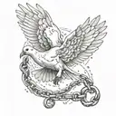 dove breaking free from chains tattoo design idea