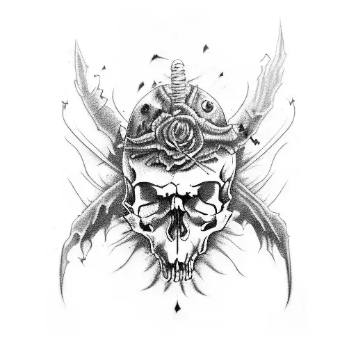 crows skull blood demons tattoo design idea