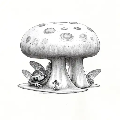 fairy on a toadstool tattoo design idea