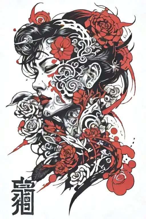 Japanese strip tattoo I have no mouth but I must scream and ai tattoo design idea