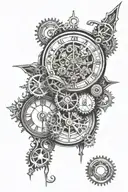 clock melting timepiece with gears tattoo design idea