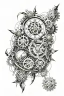 clock melting timepiece with gears tattoo design idea