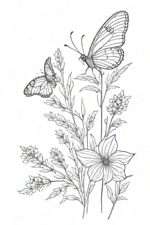 lavender and butterfly spine tattoo tattoo design idea