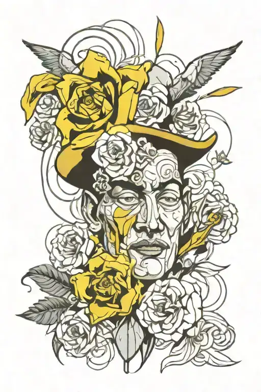 A unique fusion of Dali and Picasso's artistry in a tattoo showcasing the beauty of flowers and the intensity of war tattoo design idea