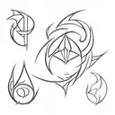 Design a minimalist tattoo of a Japanese anime symbol or logo tattoo design idea