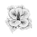 A blackwork design of a single petunia with intricate details and shading tattoo design idea