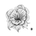 A blackwork design of a single petunia with intricate details and shading tattoo design idea