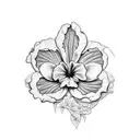 A blackwork design of a single petunia with intricate details and shading tattoo design idea