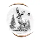 bow and arrow, cypress tree, lunar cycle, deer  tattoo design idea