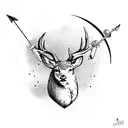 bow and arrow, moon, deer  tattoo design idea