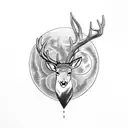bow and arrow, moon, deer  tattoo design idea