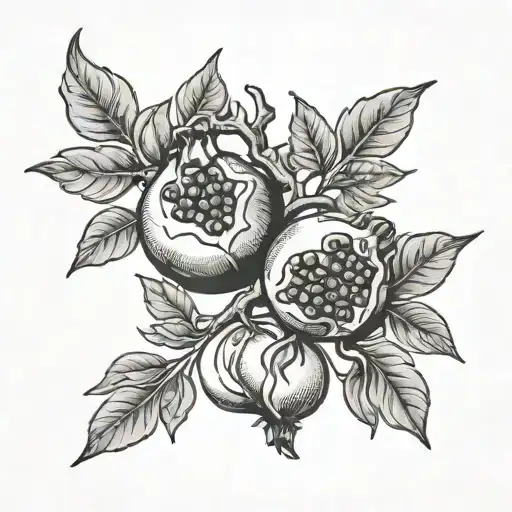 pomegranate branch intertwined tattoo design idea