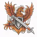 A very simple design with a sword and shield, on the shield will be the pattern outline of a phoenix. The tattoo will al tattoo design idea