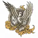 A very simple design with a sword and shield, on the shield will be the pattern outline of a phoenix. The tattoo will al tattoo design idea