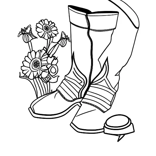 cowboy boots with flowers tattoo design idea