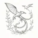 winged dragon with cats birds and plants  tattoo design idea