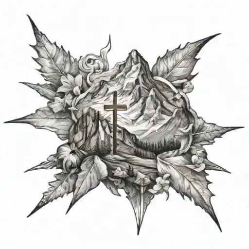 3 cross mountain peak  tattoo design idea