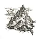 3 cross mountain peak  tattoo design idea