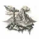 3 cross mountain peak  tattoo design idea
