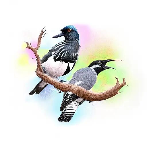 Four magpies tattoo design idea
