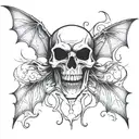 vampire skull and bats flying tattoo design idea