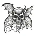 vampire skull and bats flying tattoo design idea