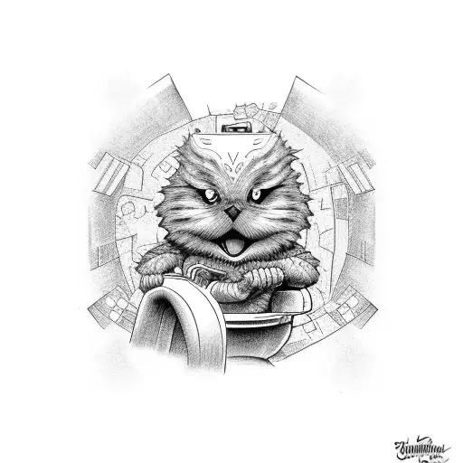 Elmo sitting on a toilet swinging his arms tattoo design idea