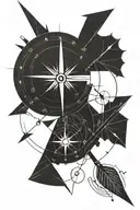 compass with a long arrow piercing tattoo design idea