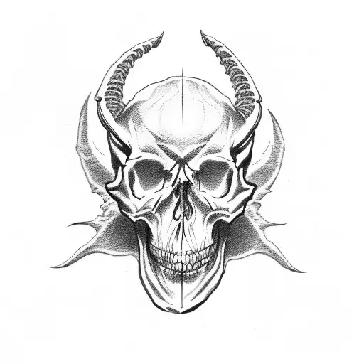 demon holding skull in the flame  tattoo design idea