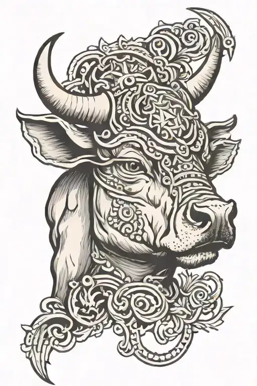 bull with 3rd eye  tattoo design idea