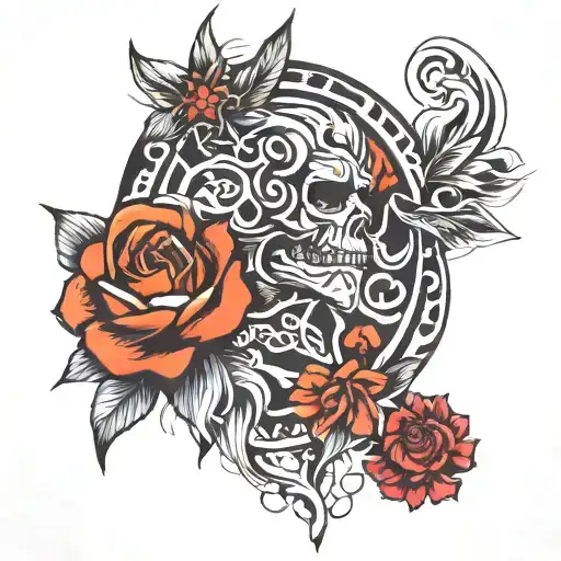 black and gray perfect for sleeve tattoos, with a touch of tribe sprite, souls and finding life purpose tattoo design idea