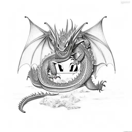 toothless dragon  tattoo design idea