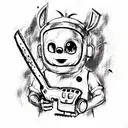 teletubbies with chainsaw horror tattoo design idea