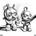 teletubbies with chainsaw horror tattoo design idea