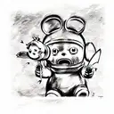 teletubbies with chainsaw horror tattoo design idea