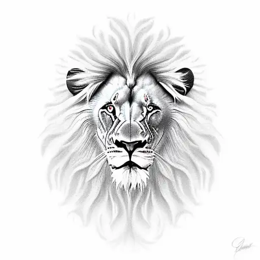 Lion With green eyes tattoo design idea