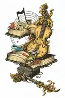 Music, books, life, dark, depression, grief, dead, broken tattoo design idea