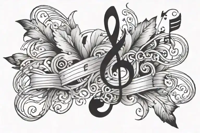 band-aid with a treble staff in the middle which has the key of A flat and the notes of an F minor chord tattoo design idea