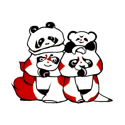 couples tattoo panda and red panda tattoo design idea