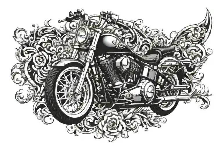 date of birth 23 05 2007 HD Softail tattoo design idea
