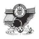 A detailed illustration of a soccer field with the Grad Zagreb logo in the center circle, surrounded by cheering fans tattoo design idea