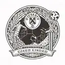 A detailed illustration of a soccer field with the Grad Zagreb logo in the center circle, surrounded by cheering fans tattoo design idea