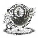 A detailed illustration of a soccer field with the Grad Zagreb logo in the center circle, surrounded by cheering fans tattoo design idea