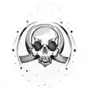 woodcut skull with heart shaped eyes tattoo design idea