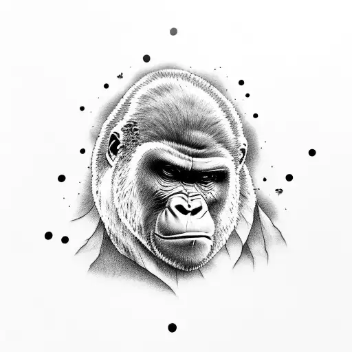 Neo Traditional, gorilla, flowers, and set in nature with dark undertone tattoo design idea