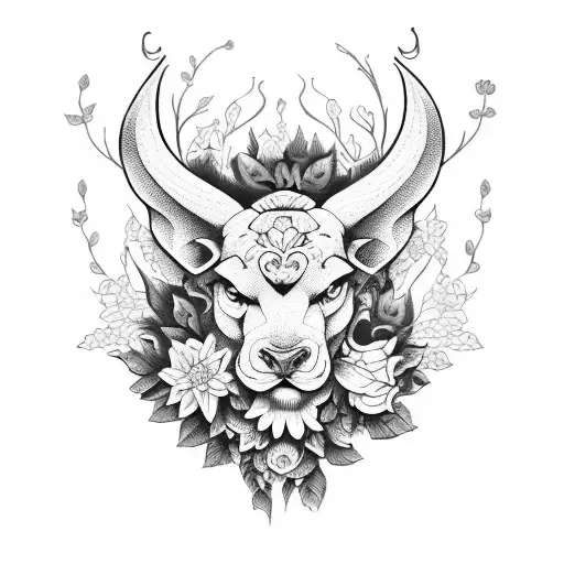 Neo Traditional, animal, dark undertone, flowers  tattoo design idea