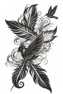 black feather with flying bird  tattoo design idea