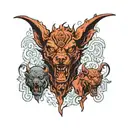 Hades demonic dog with 3 heads scary  tattoo design idea